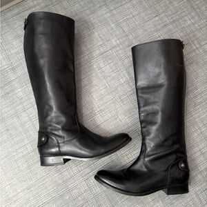 Women's Frye Melissa Button Tall Riding Boots Shoes Size 9 Black Leather Mexico